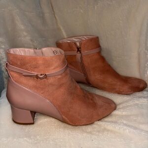 Elegant Pink Ankle Boots with Block Heel EUC